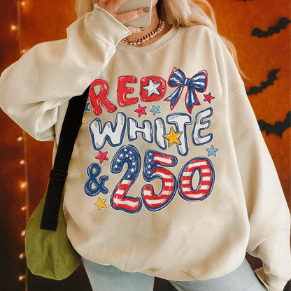 Red White 250th Coquette Bow - America's 250th Anniversary Shirt