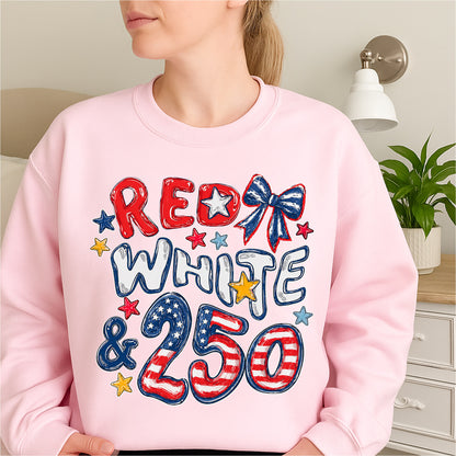 Red White 250th Coquette Bow - America's 250th Anniversary Shirt