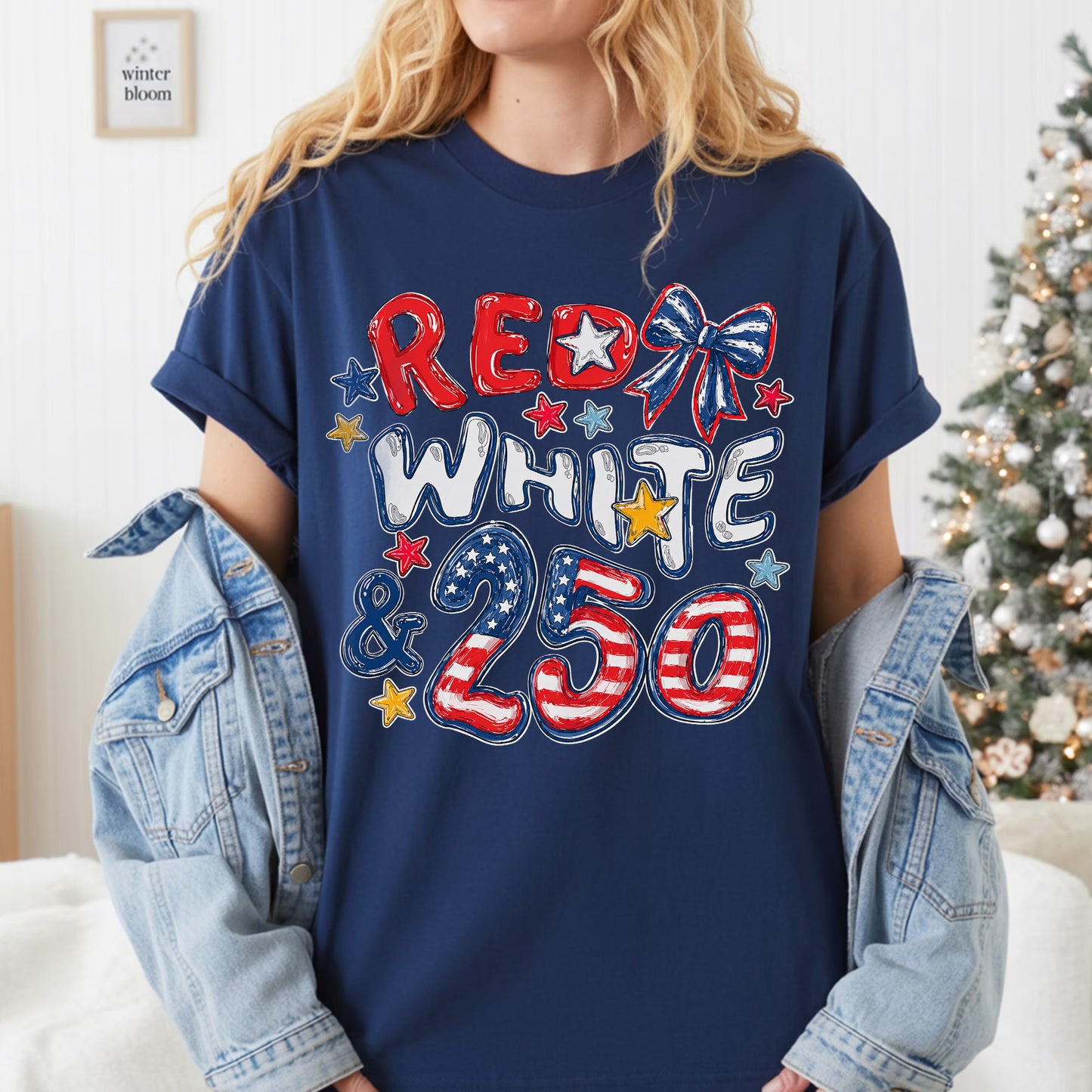 Red White 250th Coquette Bow - America's 250th Anniversary Shirt