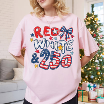 Red White 250th Coquette Bow - America's 250th Anniversary Shirt
