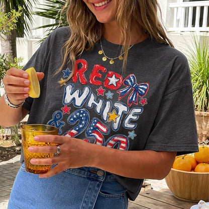 Red White 250th Coquette Bow - America's 250th Anniversary Shirt