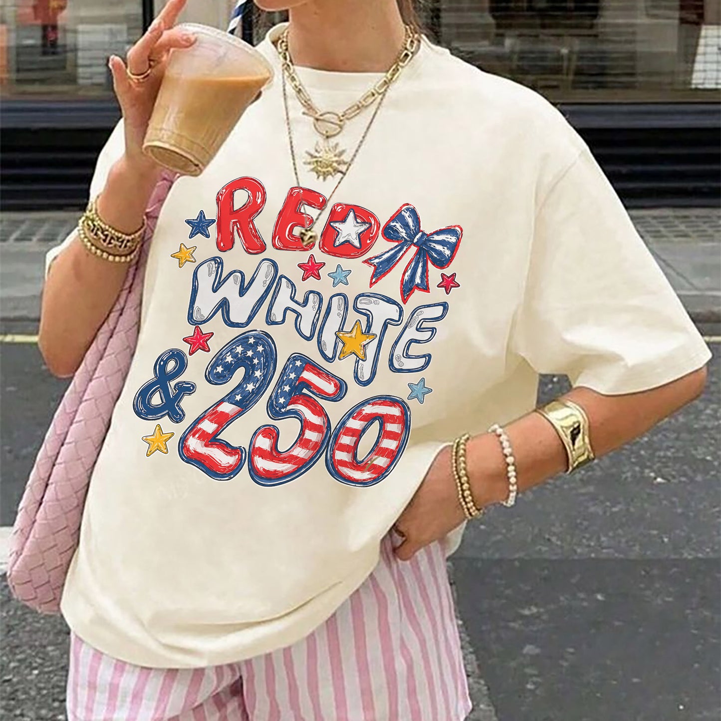 Red White 250th Coquette Bow - America's 250th Anniversary Shirt