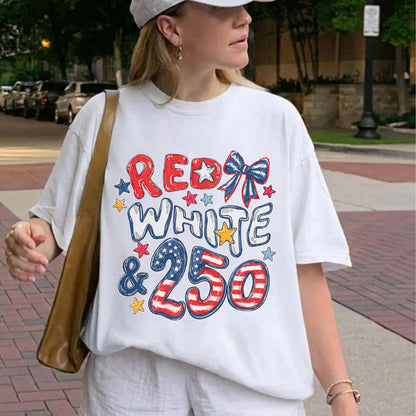 Red White 250th Coquette Bow - America's 250th Anniversary Shirt