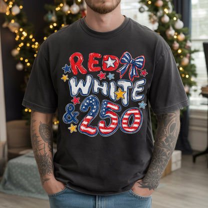 Red White 250th Coquette Bow - America's 250th Anniversary Shirt
