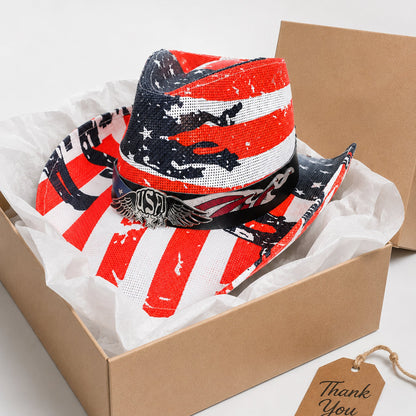 America 250 Patriotic Fedora Hat, American Flag Western Cowboy