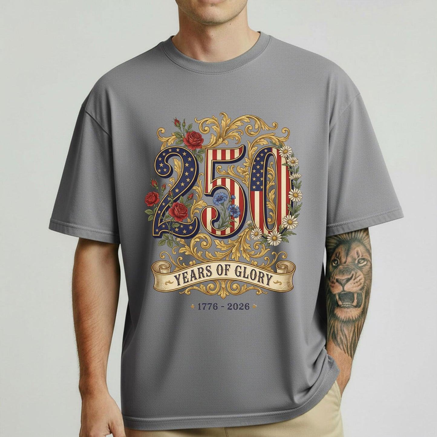USA 250th Anniversary American Independence Day Pride Floral Patriotic