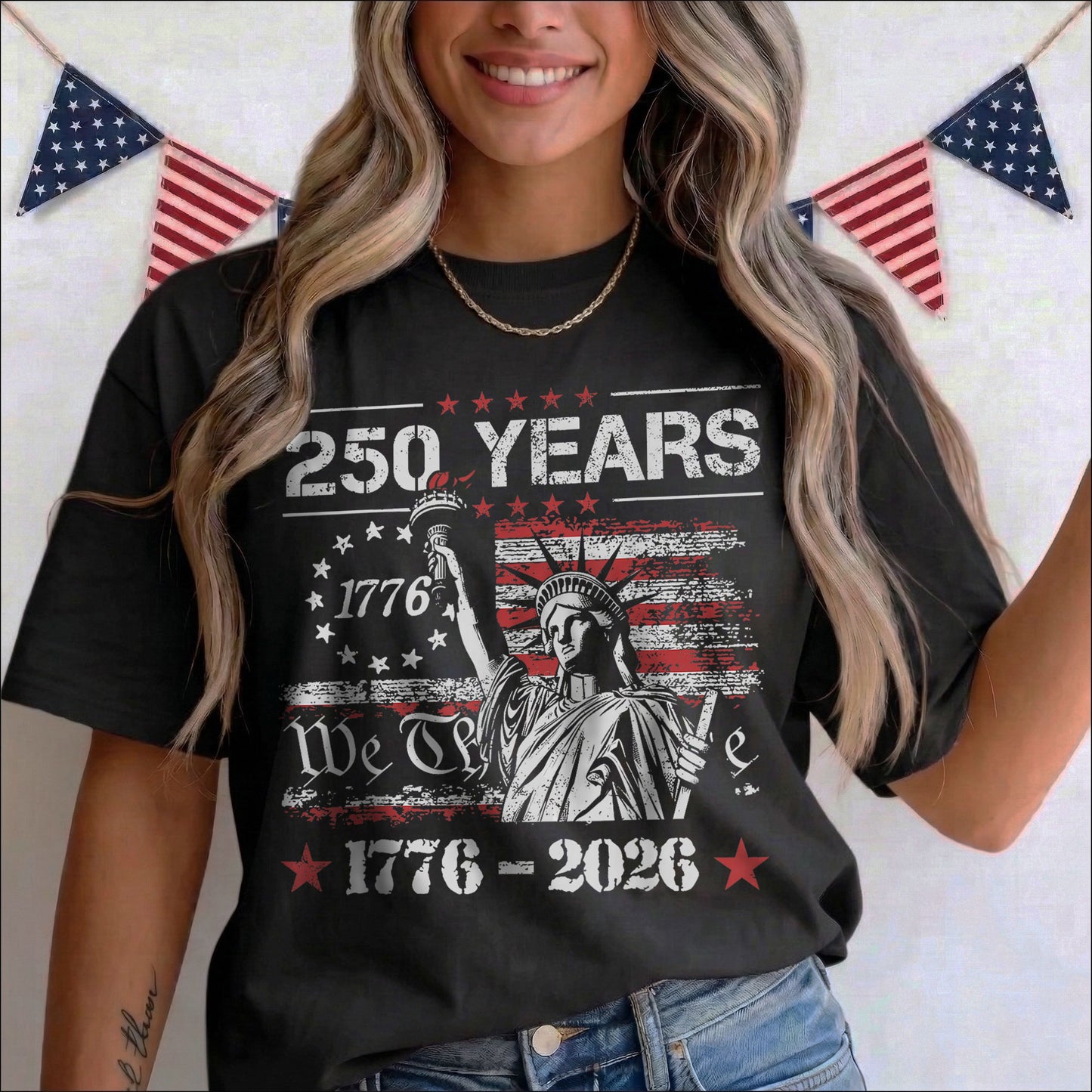 Vintage 250 Years American Flag 250th Birthday USA