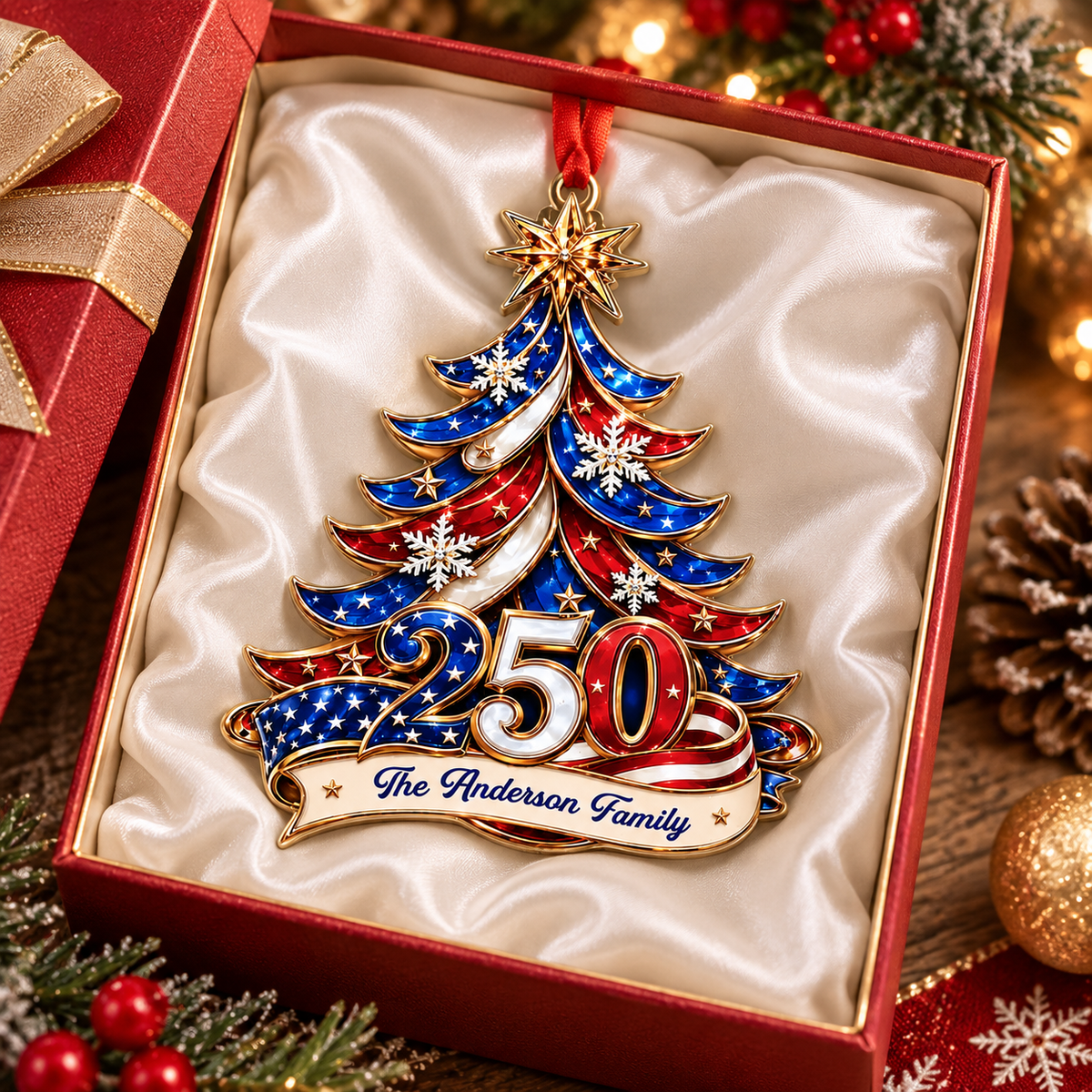 Custom 250th America 2D Acrylic Tree Ornament