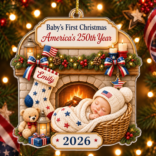 Custom Baby's 1st Christmas 250th America's Anniversary Ornament