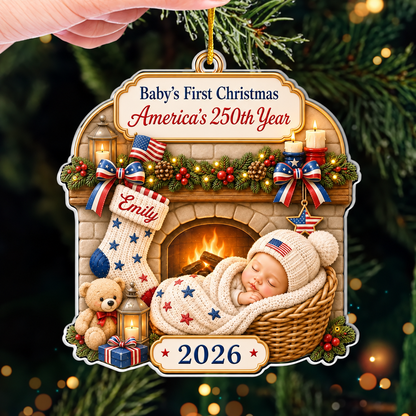 Custom Baby's 1st Christmas 250th America's Anniversary Ornament