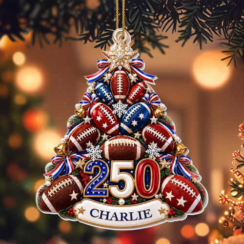 Custom 250th Anniversary Football Christmas Ornament
