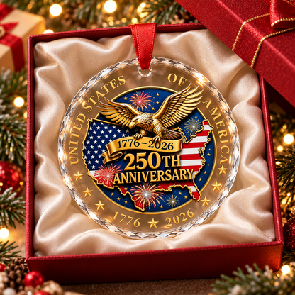 250 Anniversary USA Ornament - Acrylic Patriotic Christmas Ornament