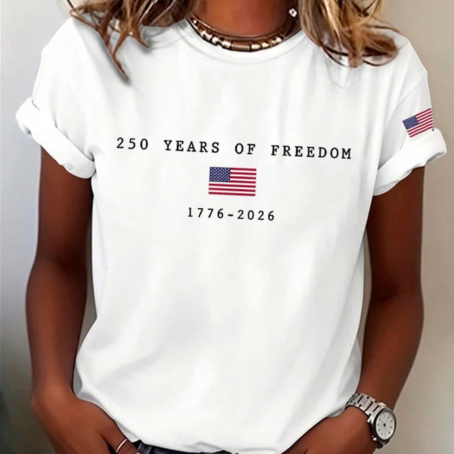 Women's America Flag Print T-shirt