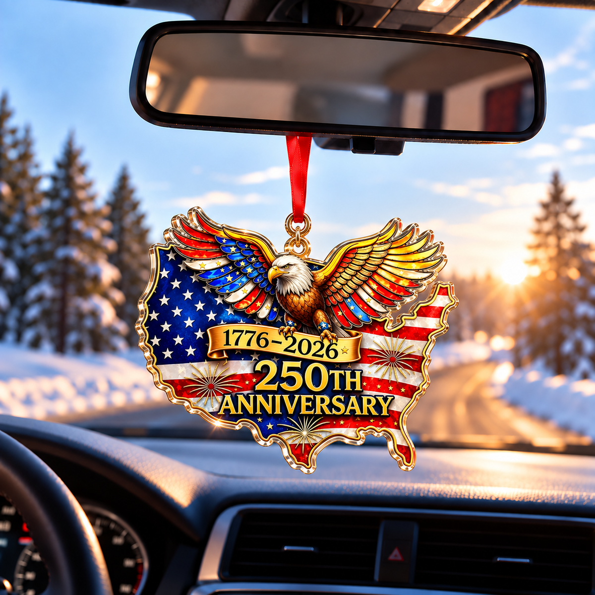 USA 250 Years of Freedom Patriotic Eagle Christmas Ornament