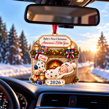 Custom Baby's 1st Christmas 250th America's Anniversary Ornament