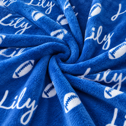 Custom Name Football Blanket – Cozy Game Day & Christmas Gift