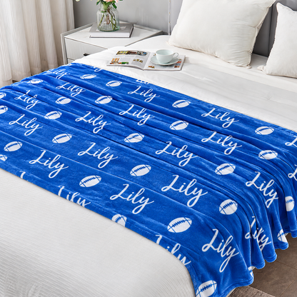 Custom Name Football Blanket – Cozy Game Day & Christmas Gift