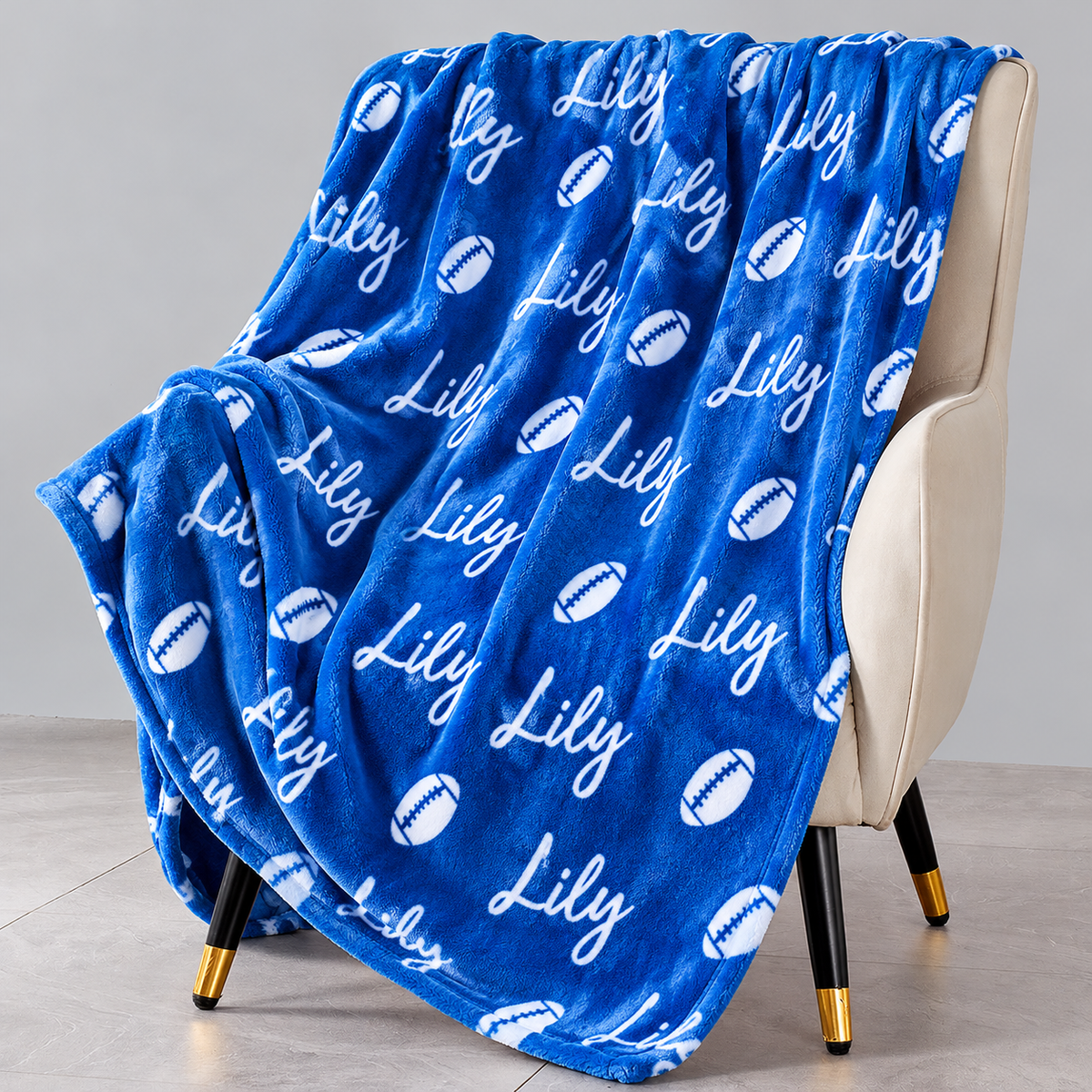 Custom Name Football Blanket – Cozy Game Day & Christmas Gift
