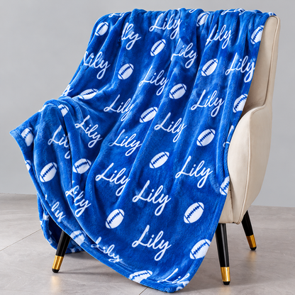 Custom Name Football Blanket – Cozy Game Day & Christmas Gift