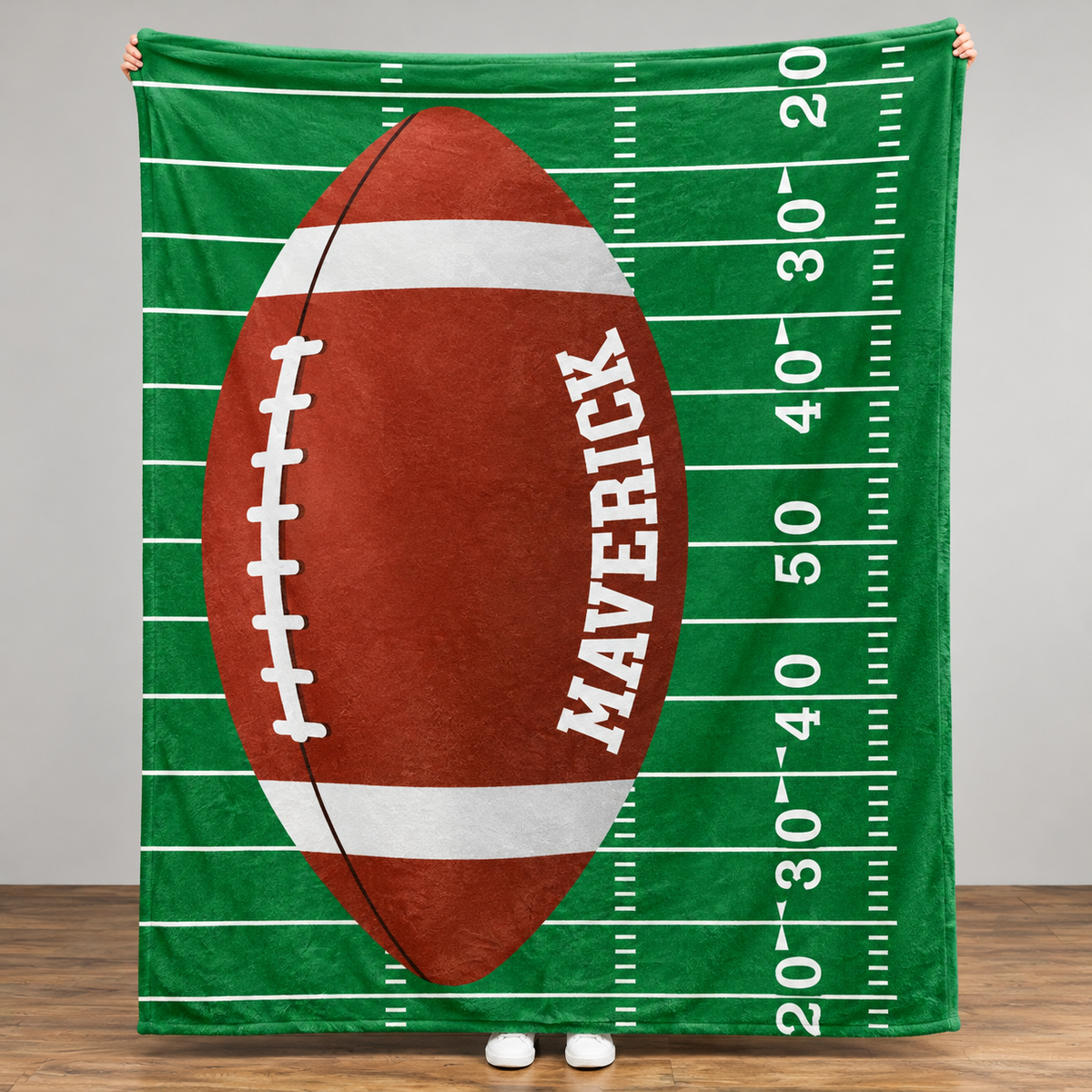 Custom Football Fleece Blanket - Custom Name Sports Gift