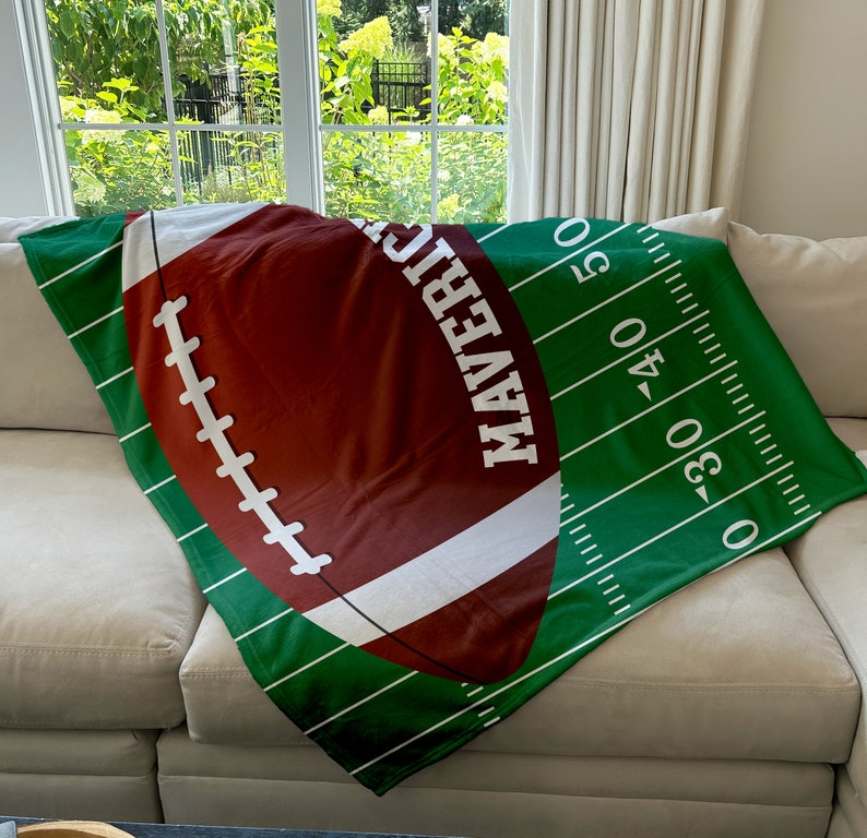 Custom Football Fleece Blanket - Custom Name Sports Gift