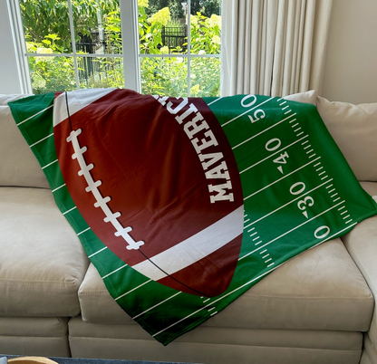Custom Football Fleece Blanket - Custom Name Sports Gift