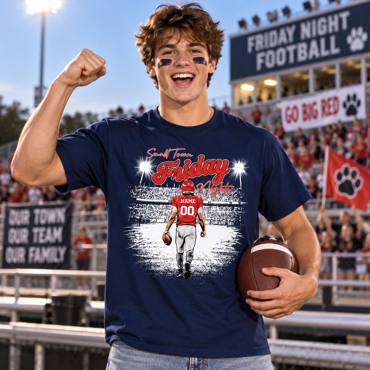 Small Town Friday Nights Custom Football T-Shirt