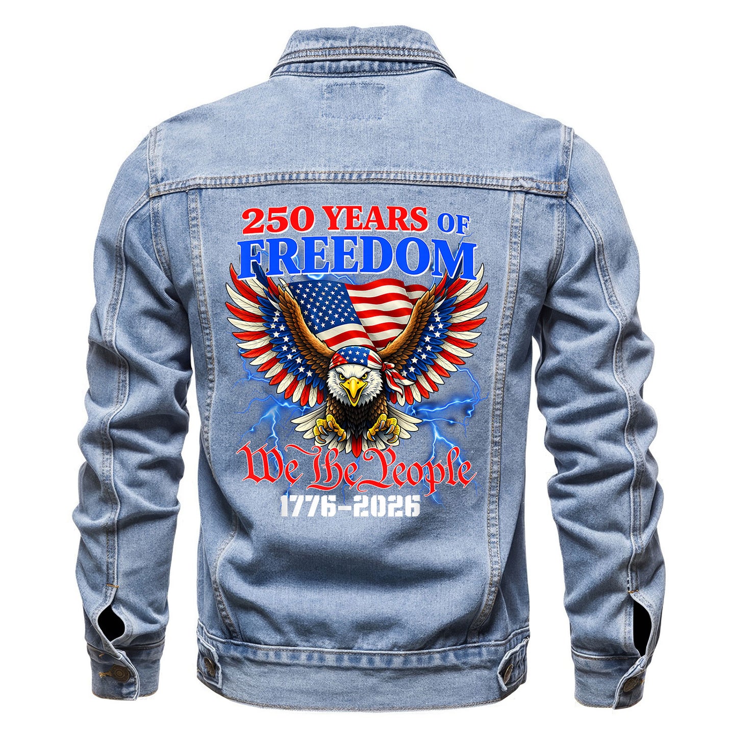 We The People 250 years of Freedom Denim Jacket Patriotic Eagle Jean Jacket