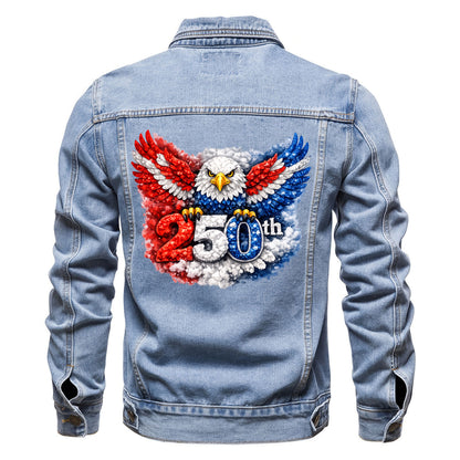 Eagle USA 250th Anniversary Denim Jacket Patriotic Eagle Jean Jacket