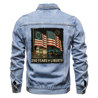 250 Years of Liberty Denim Jacket Patriotic Jean Jacket