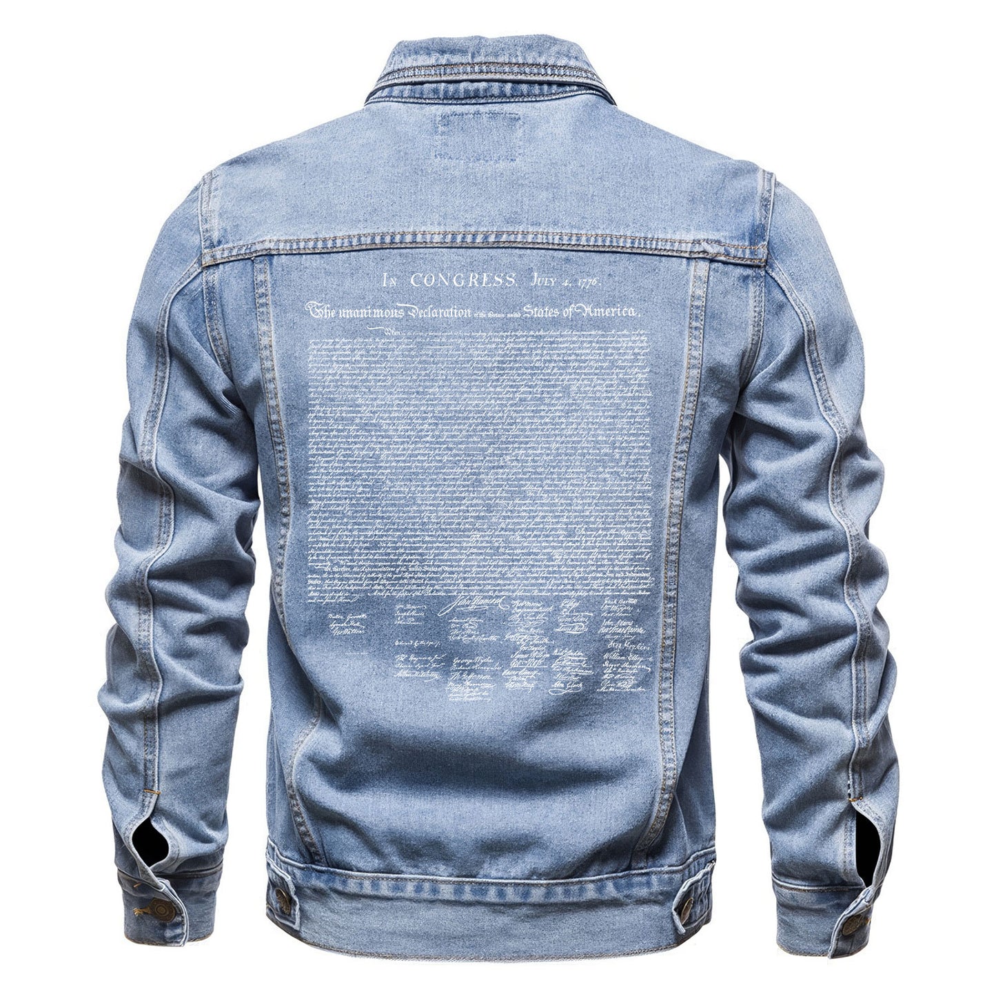 Declaration of Independence Text Denim Jacket Patriotic Jean Jacket