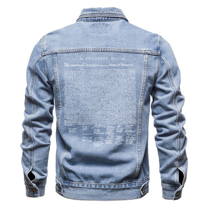 Declaration of Independence Text Denim Jacket Patriotic Jean Jacket