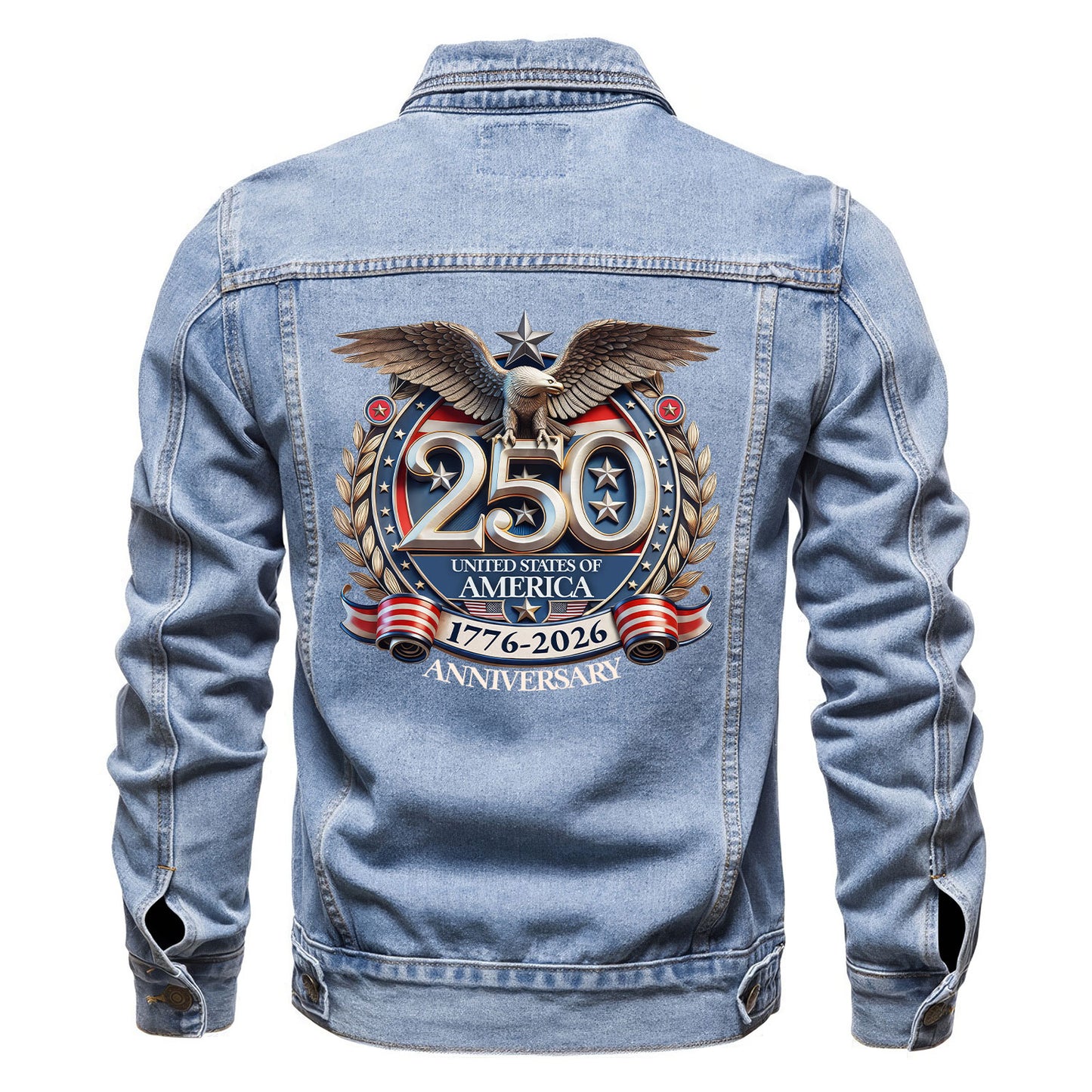 250th Anniversary 1776-2026 Eagle Denim Jacket Patriotic Jean Jacket