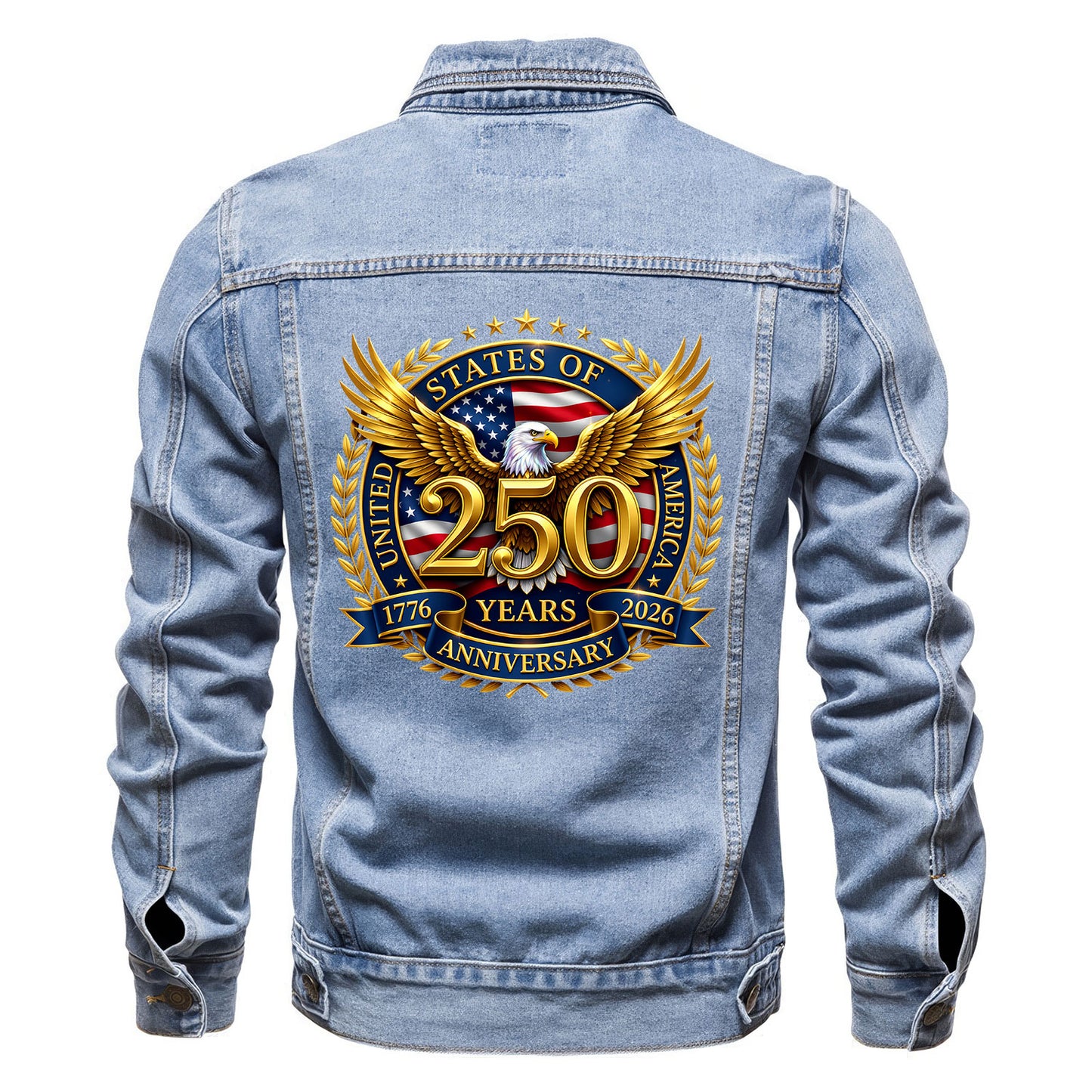 Golden Eagle 250th Anniversary USA Denim Jacket Patriotic Jean Jacket