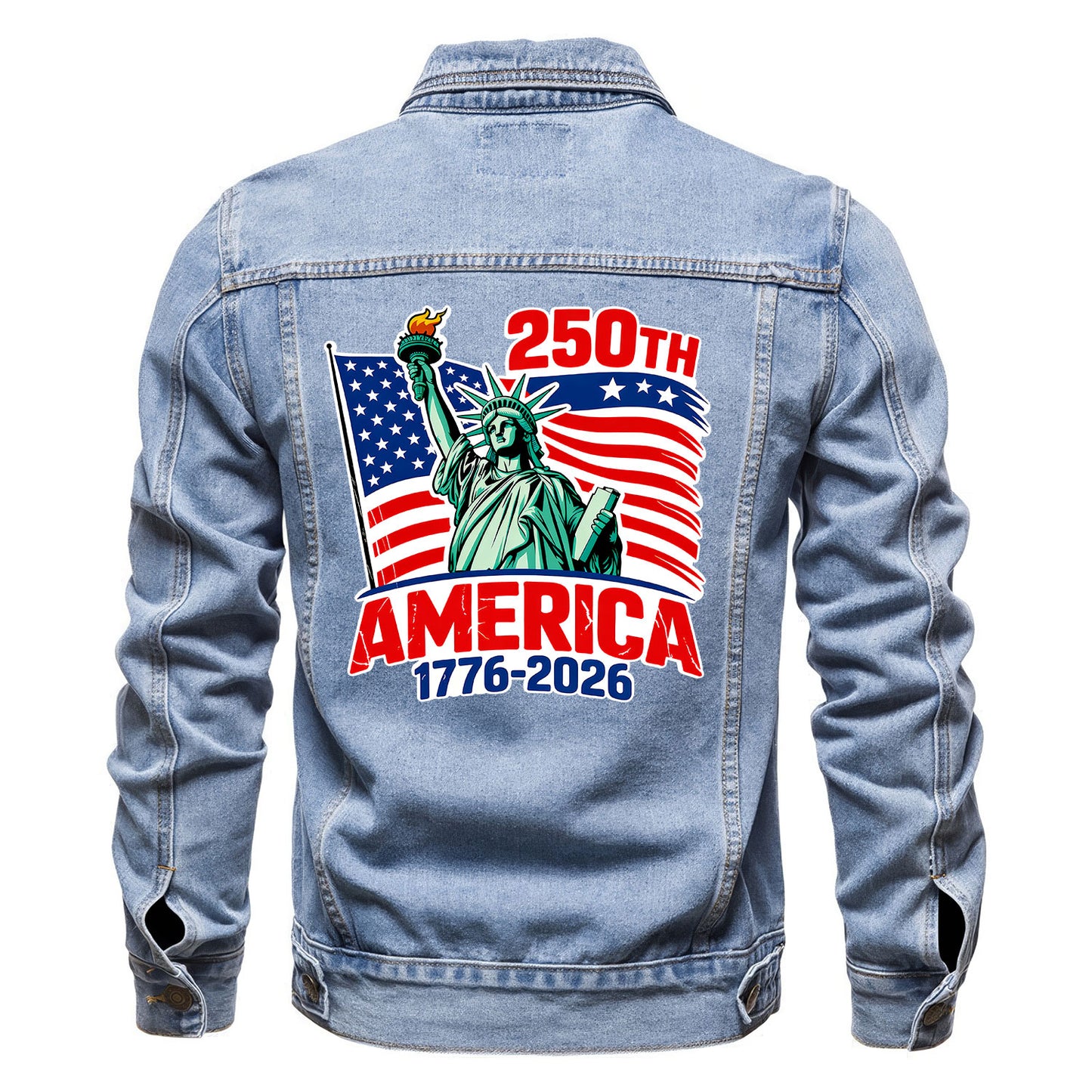 250th America Statue of Liberty Denim Jacket Patriotic Jean Jacket