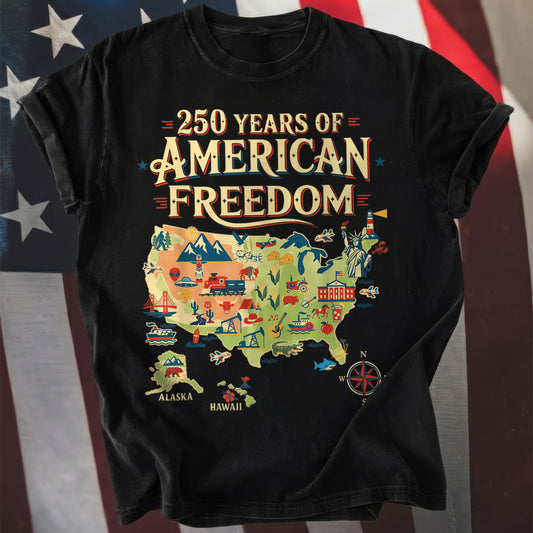 250 Years United States Map Patriotic Art for Freedom Lovers