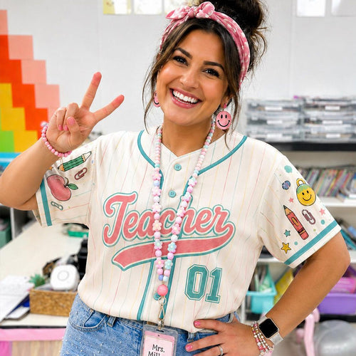 Custom Teacher Baseball Jersey, Personalized Grade Level & Name Shirt