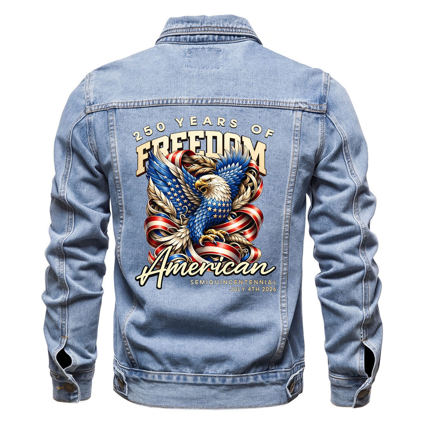 250 years of Freedom American Denim Jacket Patriotic Eagle Jean Jacket