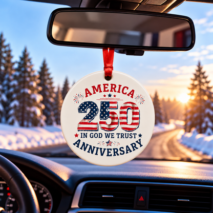 America 250th Anniversary Ornament 2026 - Patriotic Ceramic Tree Decoration