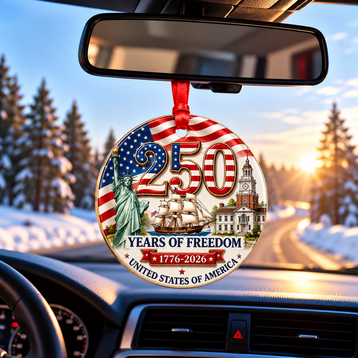 250 Years of Freedom Ornament 2026 - American Flag Christmas Ornament