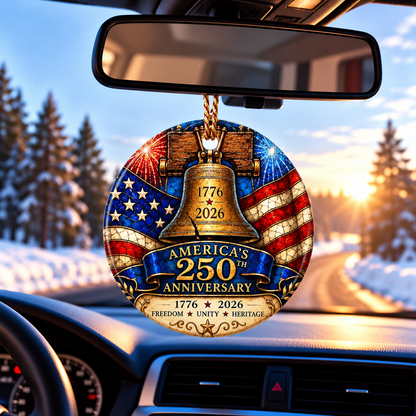 America 250th Anniversary Ornament - Liberty Bell Patriotic Flag Decor