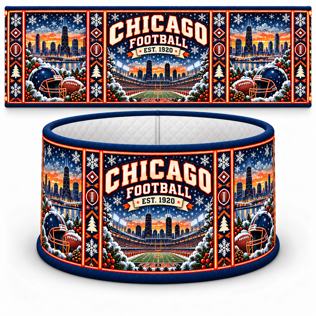 Football Christmas Tree Collar – Festive Holiday Tree Base Cover