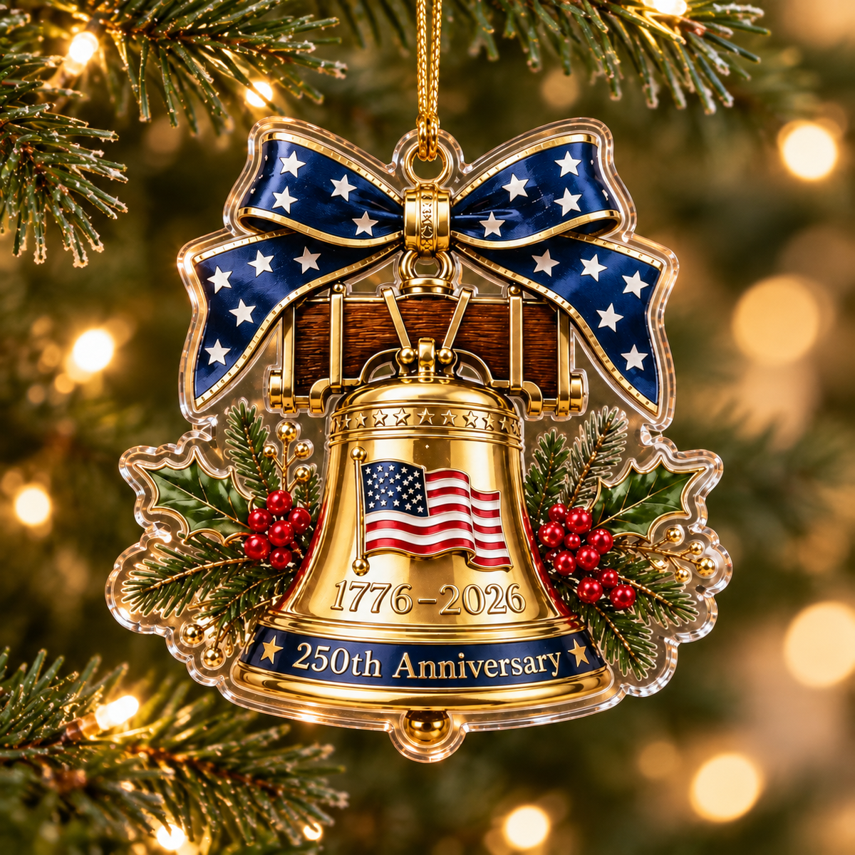 250 Christmas Bell Ornament 250th Anniversary Christmas Ornament Patriotic