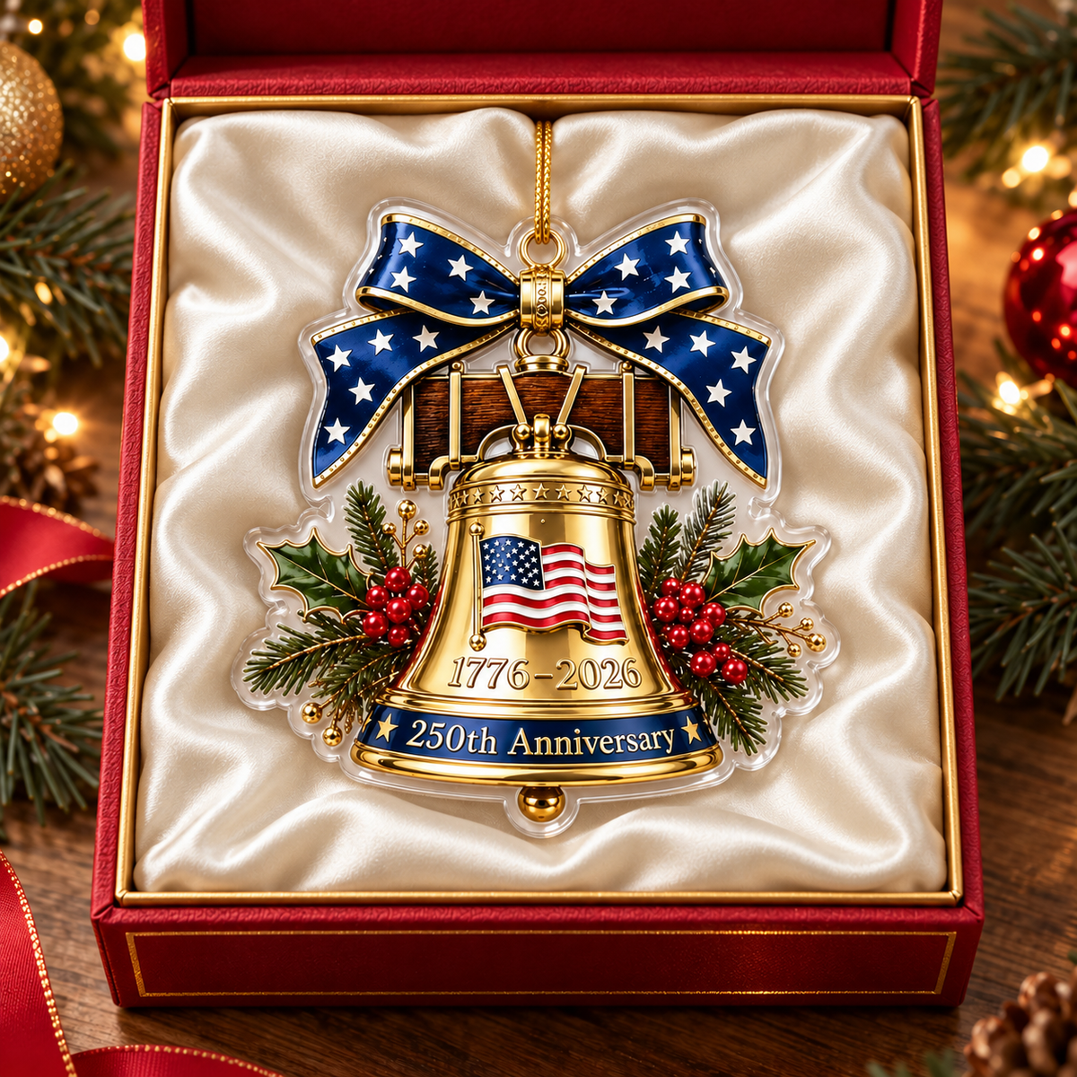 250 Christmas Bell Ornament 250th Anniversary Christmas Ornament Patriotic