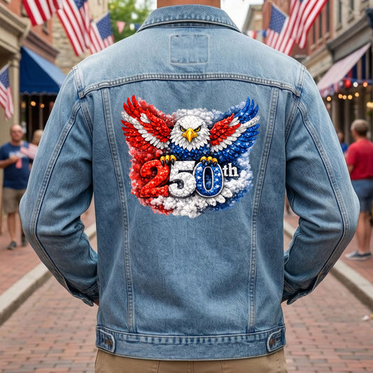 Eagle USA 250th Anniversary Denim Jacket Patriotic Eagle Jean Jacket