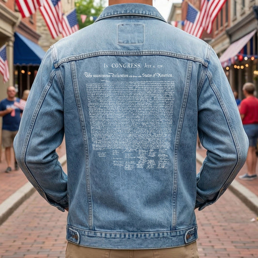 Declaration of Independence Text Denim Jacket Patriotic Jean Jacket