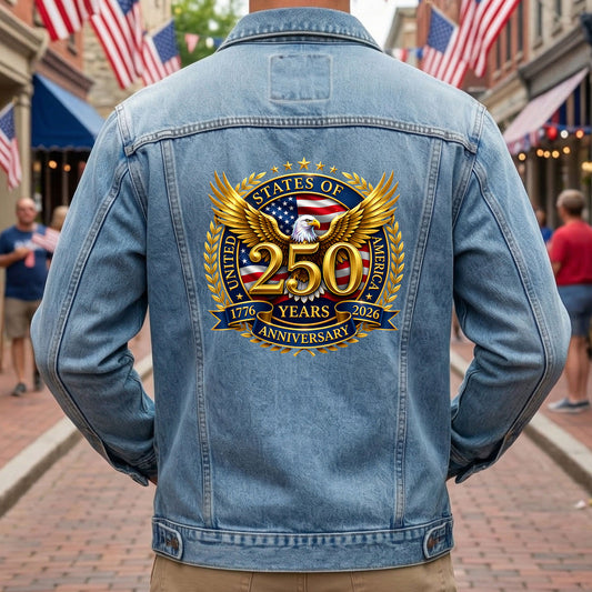 Golden Eagle 250th Anniversary USA Denim Jacket Patriotic Jean Jacket