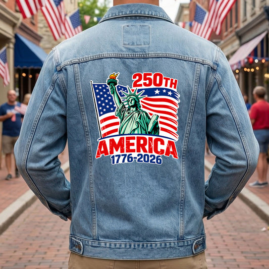 250th America Statue of Liberty Denim Jacket Patriotic Jean Jacket