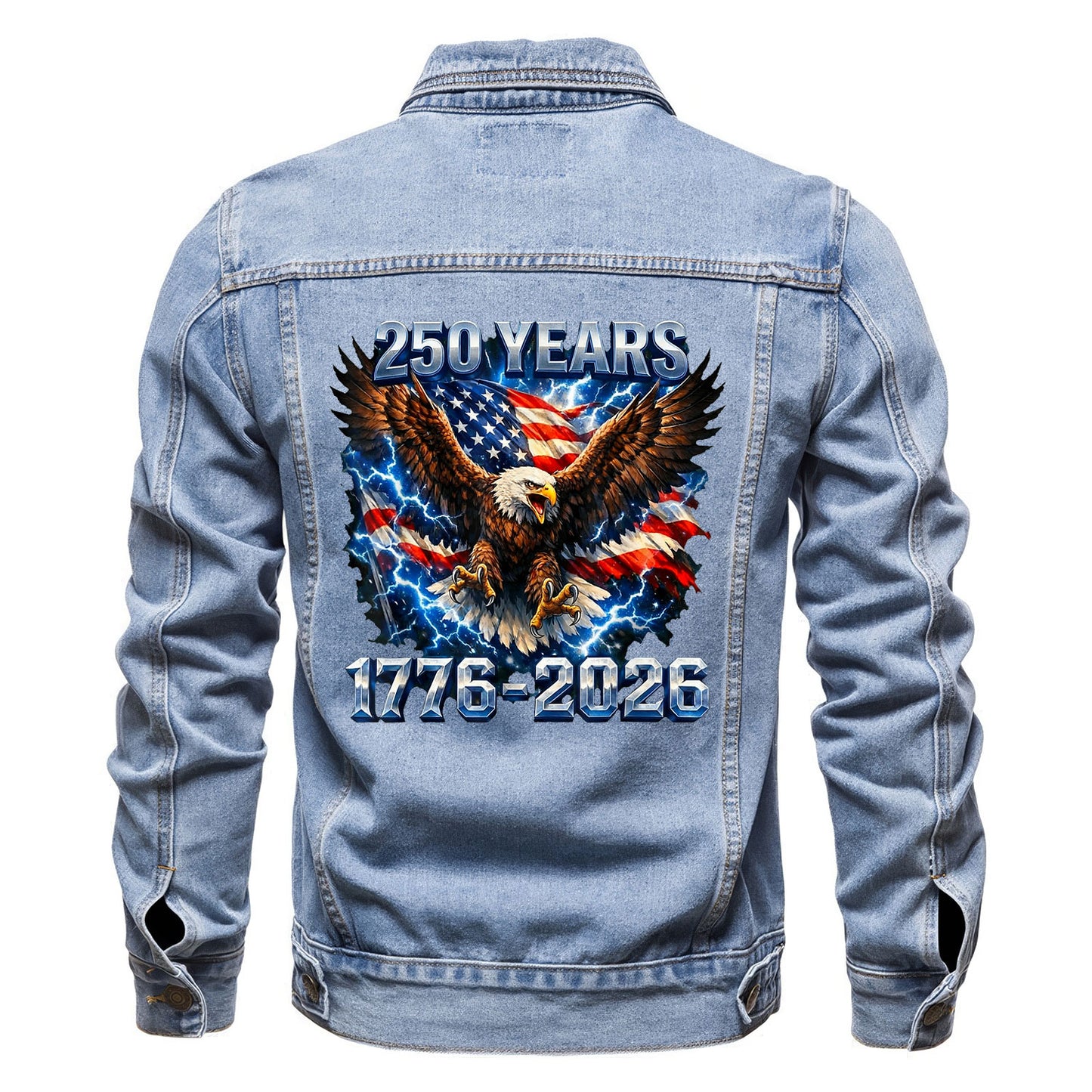 America 250 Eagle Thunder Denim Jacket 1776 - 2026 Patriotic Jean Jacket