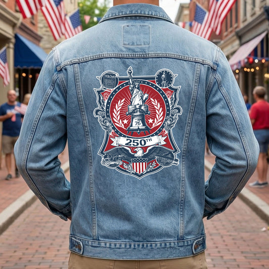 USA Semiquincentennial 250th Denim Jacket 1776 - 2026 Patriotic Jean Jacket